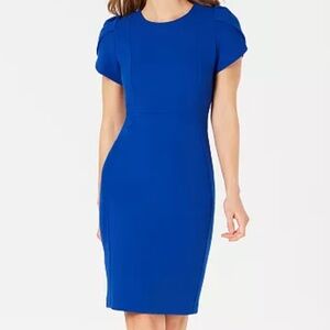 Calvin Klein Royal Blue Tulip-Sleeve Sheath Dress